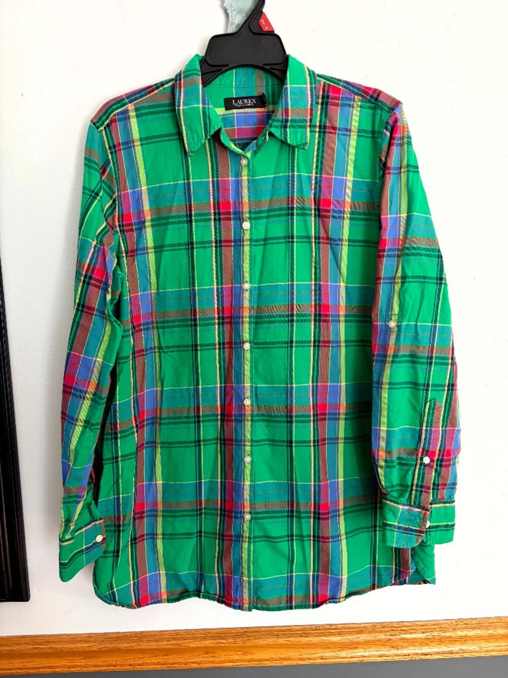 Lauren Ralph Lauren Men's Plaid Button Down Shirt Green Size XL